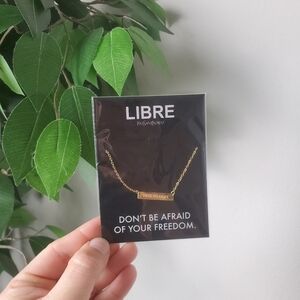 New Libre Yves Saint Laurent Gold Tone Necklace "Free To Dare"